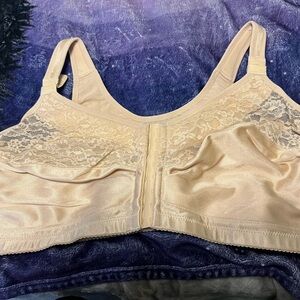 Comfort Choice 46DD Nude Wireless Support Bra Lace Full Coverage Plus Size